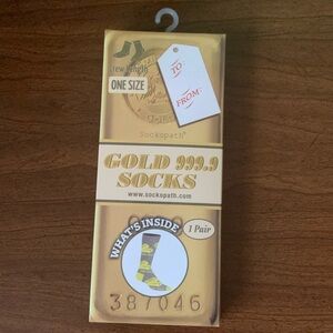 NWOT Sockopath 1 Pair Gold 999.9 Sock Gift Box